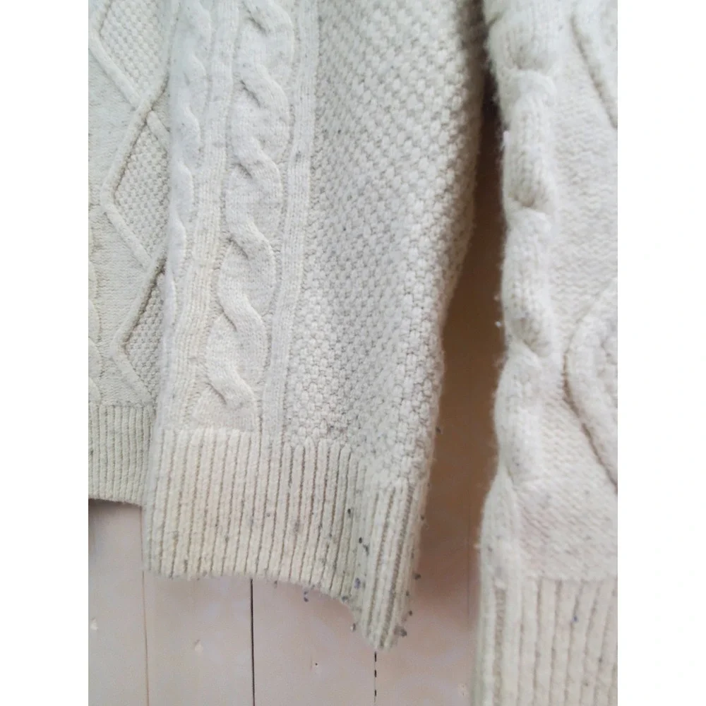 Abercrombie & Fitch Men Medium Cable Knit Sweater Cream Off-White Grunge Hipster